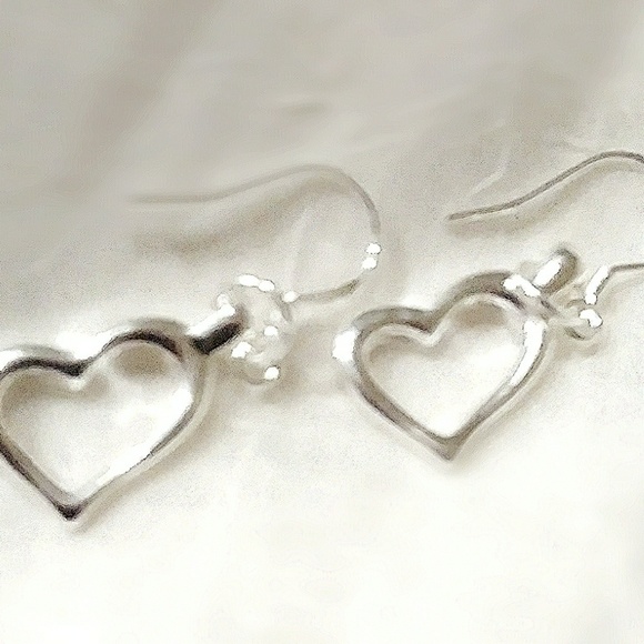 .925 Hollow Heart Earrings - Picture 2 of 3